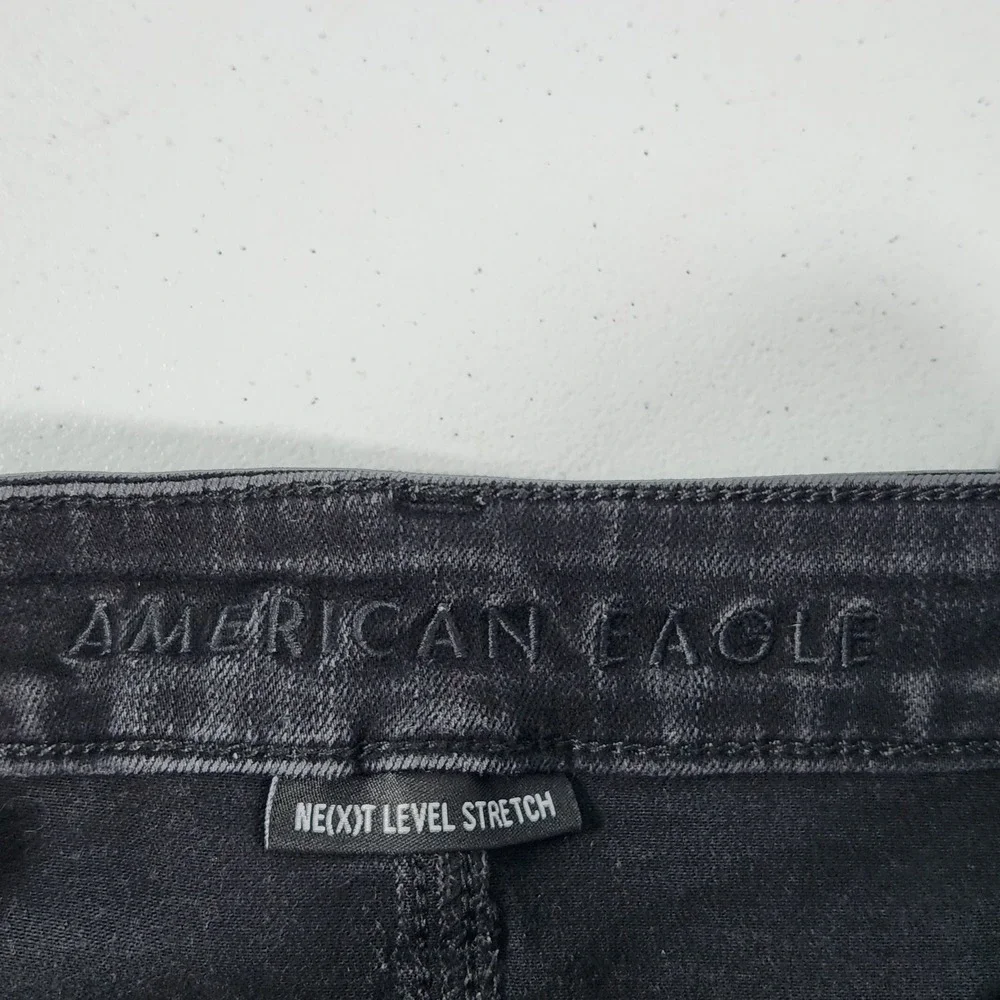 American Eagle Next Level Stretch High Rise Jegging Black Faded Jeans 10 Regular